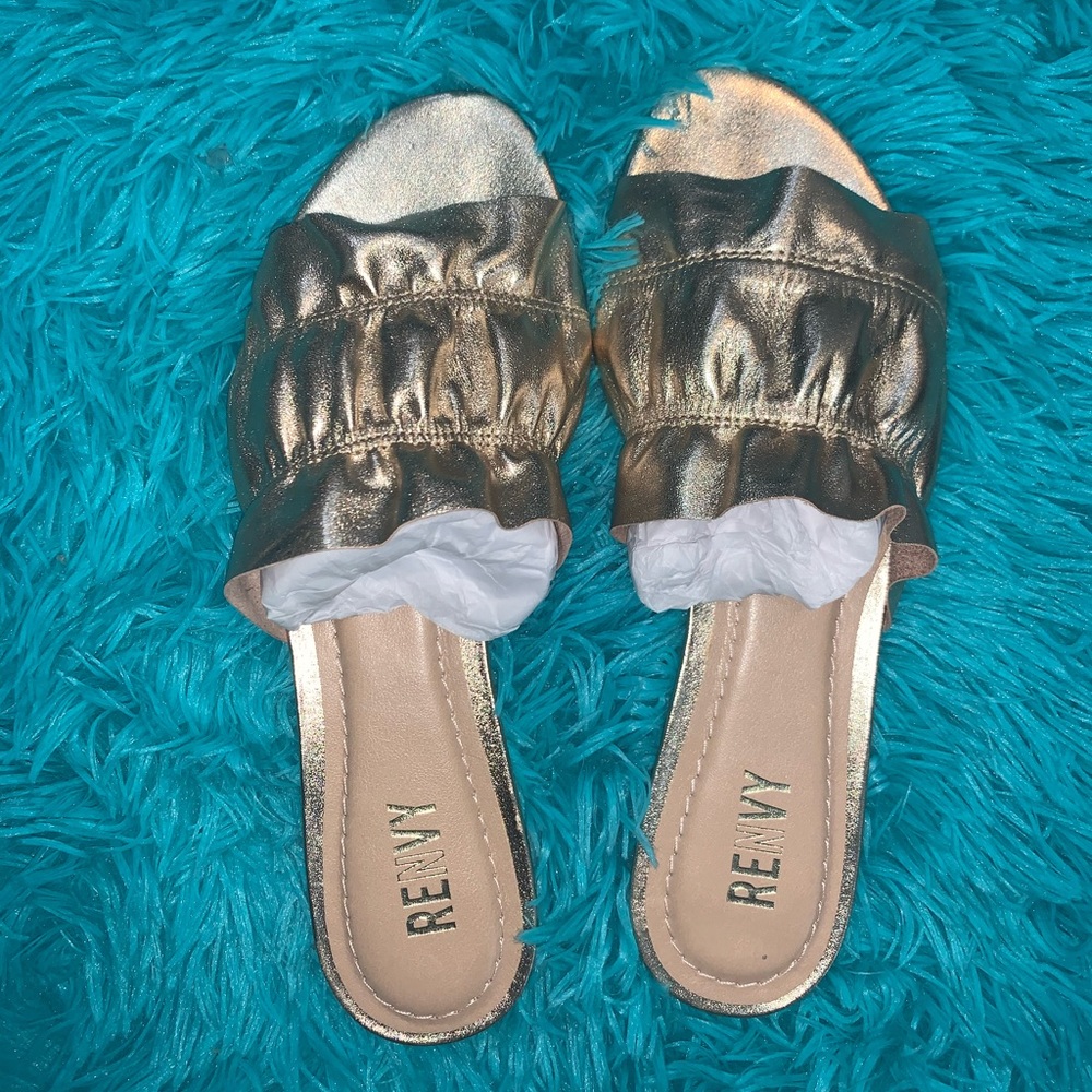 RENVY Ruffled Leather Slides - Picture 2 of 8